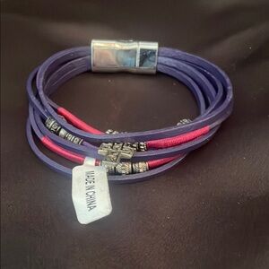 Source Unknown Purple and Pink Multi-Strand Bracelet